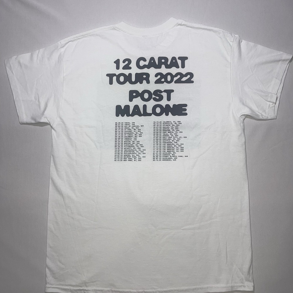 Post Malone 12 Carat Tour 2022 Concert T-Shirt Adult Size Large white